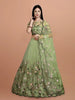 Net Embroidred Semi Stiched Lehenga Choli for Women (Green)